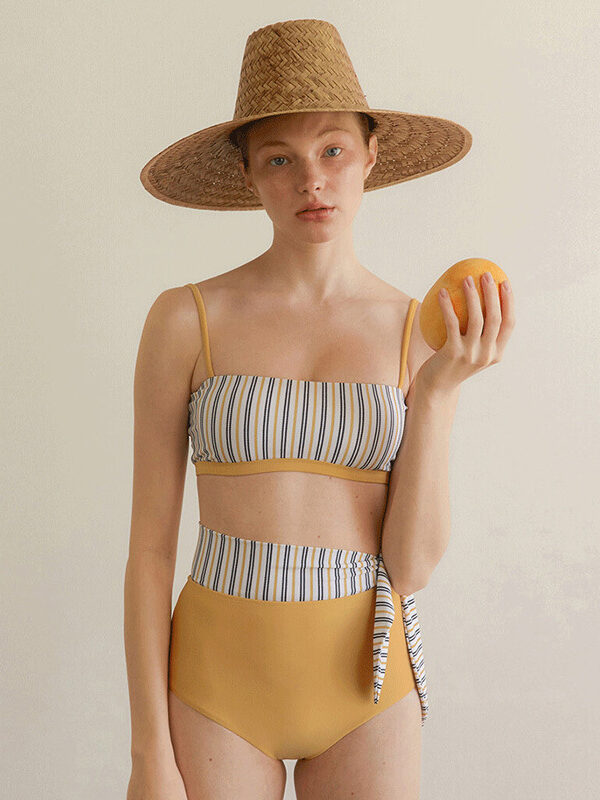 c6c4c278-4f65-43e2-b0eb-65f7a5b2ccec.jpg Split High Waist Swimsuit Contrast Color Striped Swimsuit